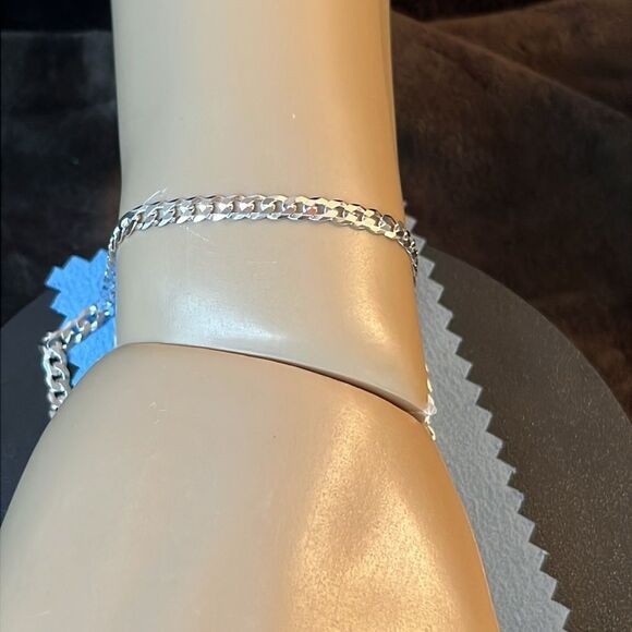 925 Sterling Silver Classic Cuban Chain Bracelet 4mm 7” - Picture 9 of 11